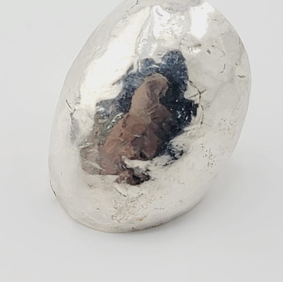 HOLLOW RING HAMMERED FOR TEXTURED HANDMADE IN STERLING SILVER METAL SIZE 6 - Picture 3 of 7